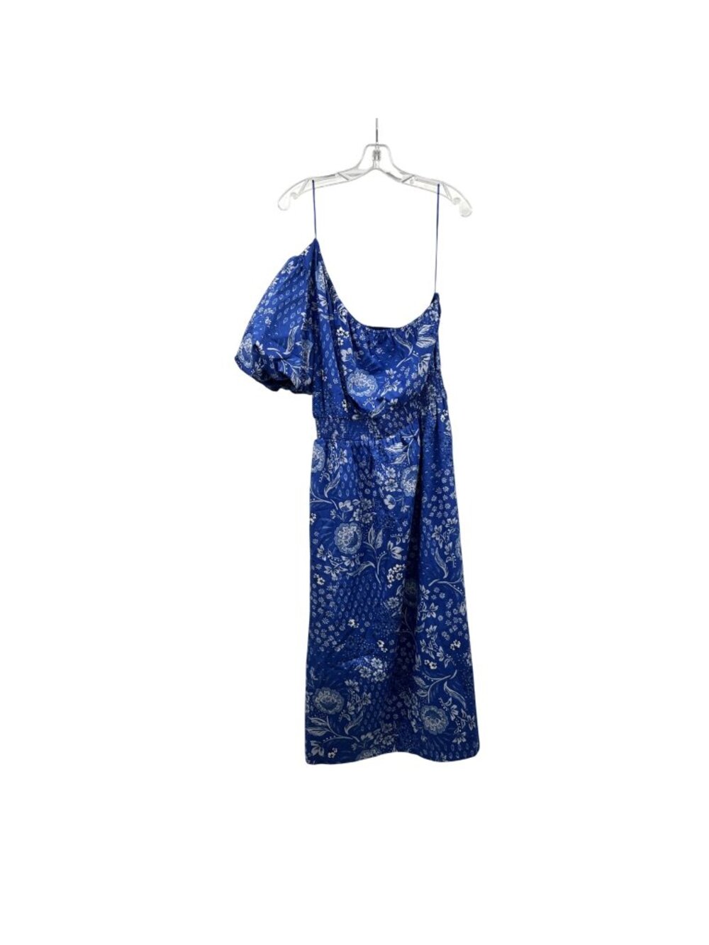 SUGARLIPS One Shoulder Midi Dress Blue/Multi Floral Pockets Size Large New